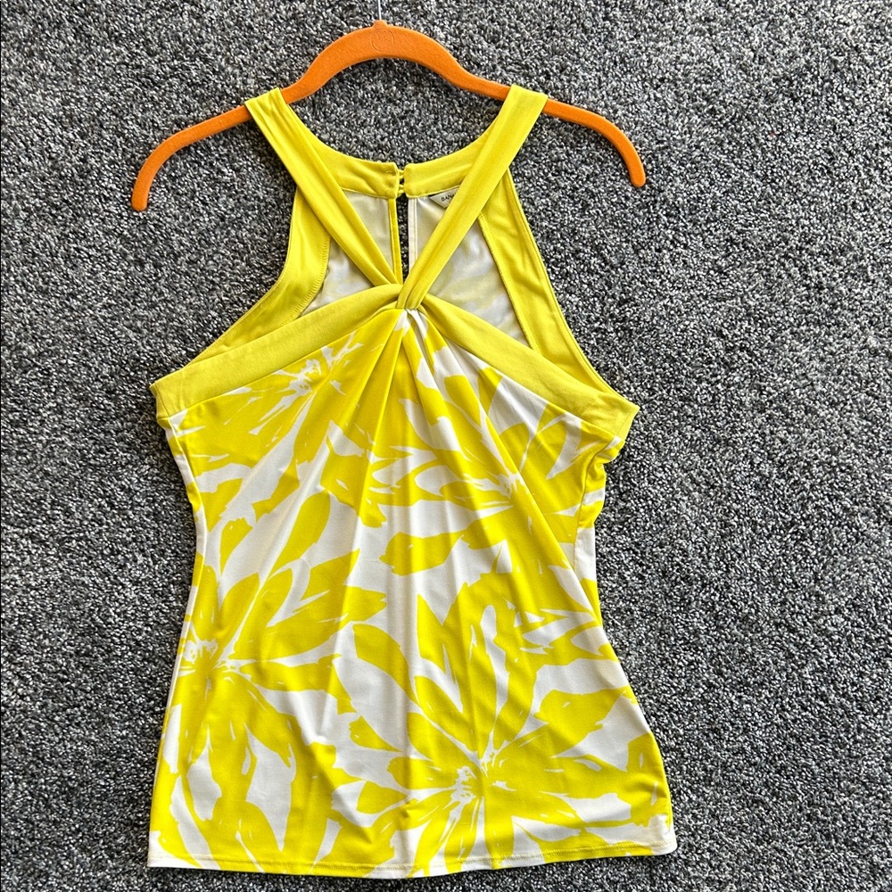 Banana Republic Yellow and‎ White Floral Tank Top